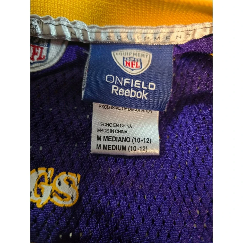 Kids Reebok Minnesota Vikings Brett Favre Purple Football Jersey‎ Size M 10-12